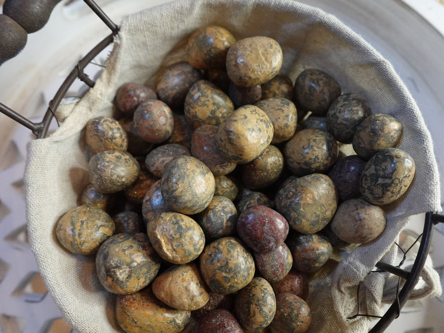 Leopard Jasper Tumble Smooth anxiety polished rock tumbled pocket crystal worry Christmas Xmas Gift Home Decor Crafts