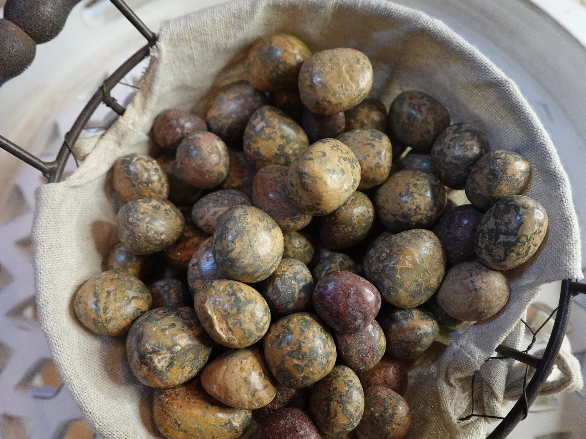 Leopard Jasper Tumble Smooth anxiety polished rock tumbled pocket crystal worry Christmas Xmas Gift Home Decor Crafts