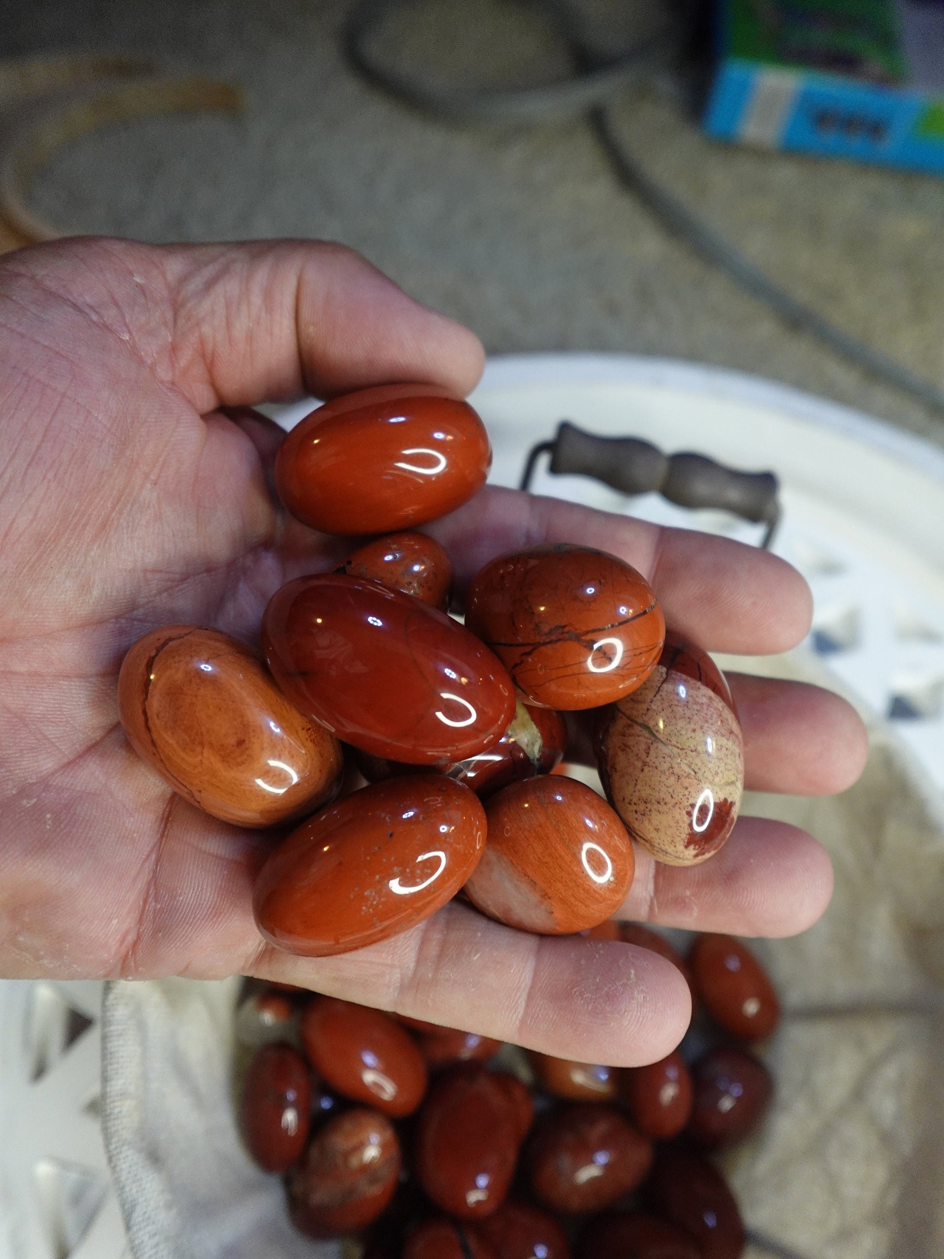 Red Jasper Tumble Stone Smooth Anxiety Polished rock tumbled pocket crystal worry palm Home Decor Xmas Christmas Meditation Student Gift