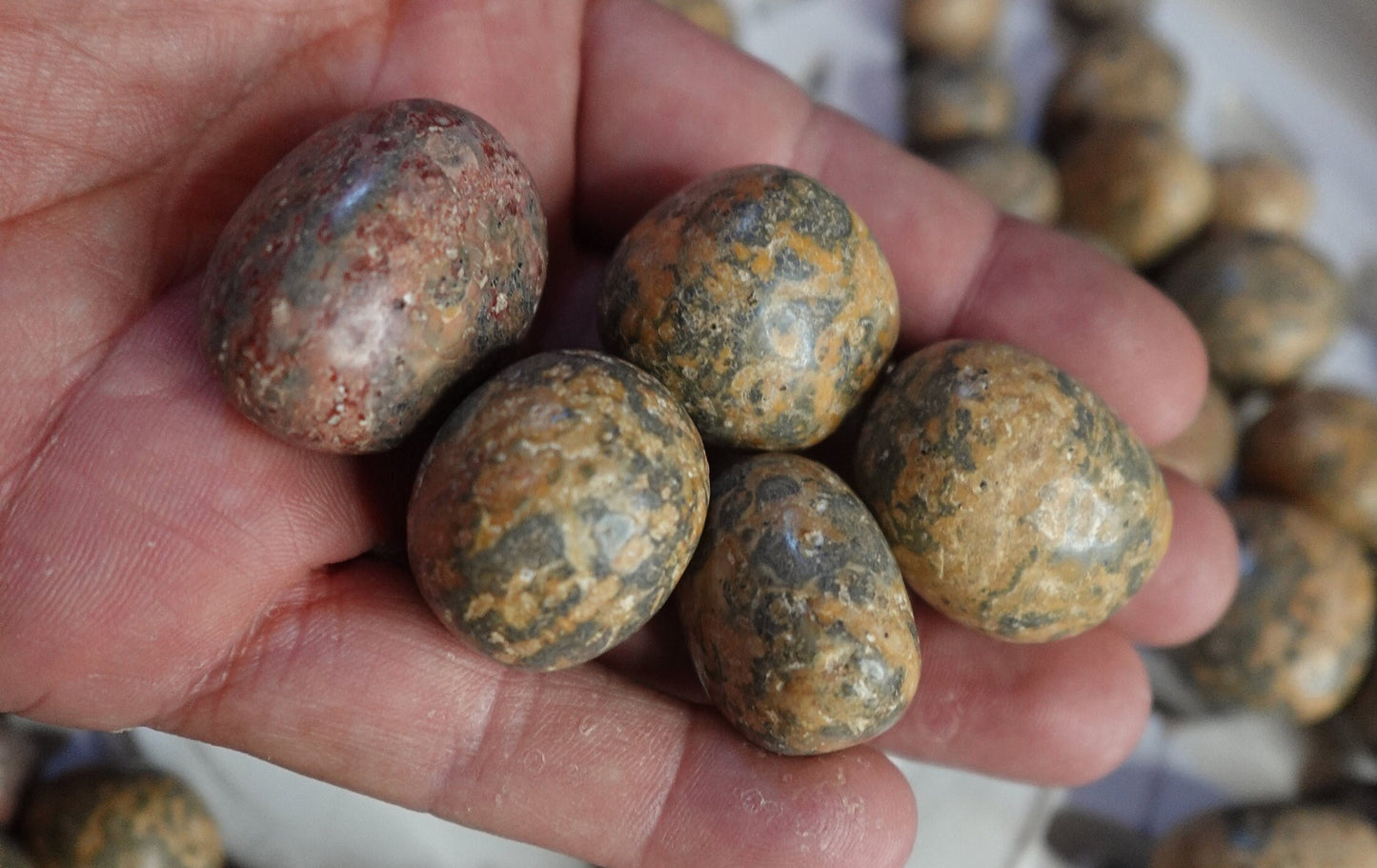Leopard Jasper Tumble Smooth anxiety polished rock tumbled pocket crystal worry Christmas Xmas Gift Home Decor Crafts