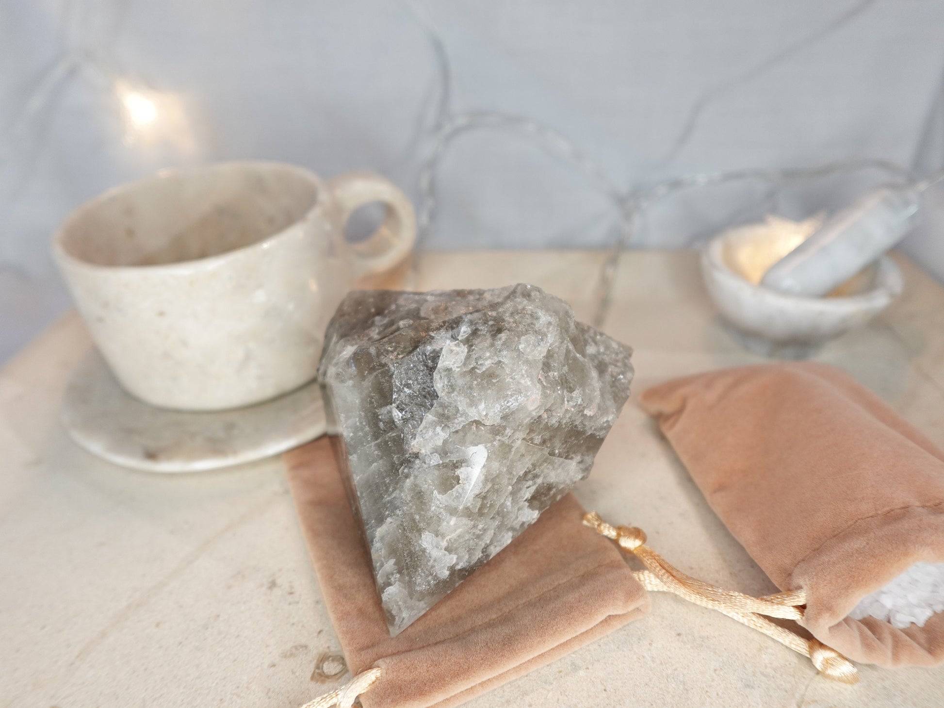 Scottish Smoky Quartz Carved Anxiety Crystal Polished Raw Stone Meditation Panic Holiday Gift Christmas Xmas Collection