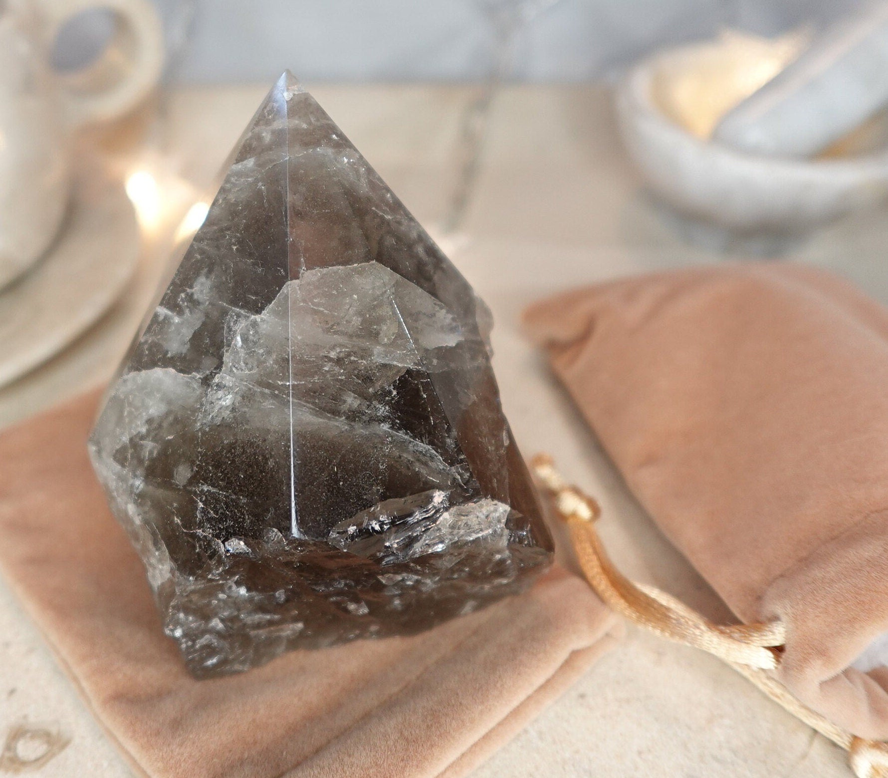 Scottish Smoky Quartz Carved Anxiety Crystal Polished Raw Stone Meditation Panic Holiday Gift Christmas Xmas Collection