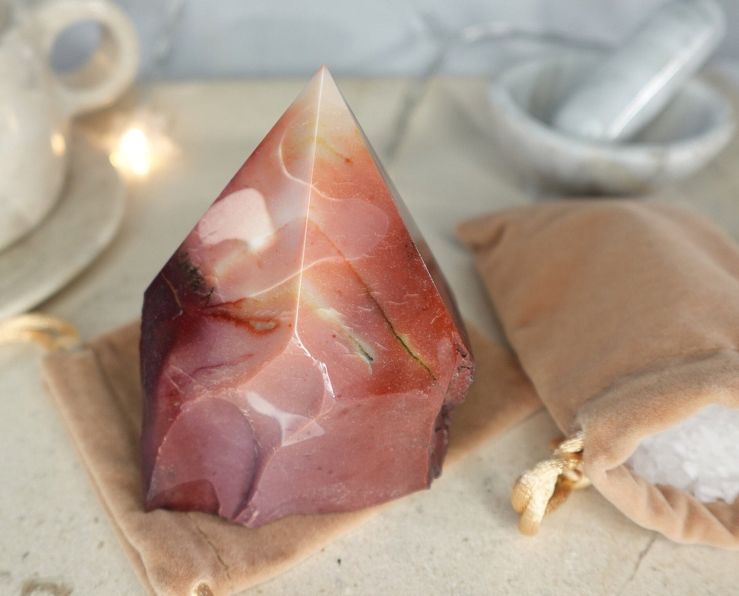 11.4 oz Mookaite Jasper Carved Anxiety Crystal Polished Raw Stone Meditation Panic Holiday Christmas Decor Home Garden Gift Xmas