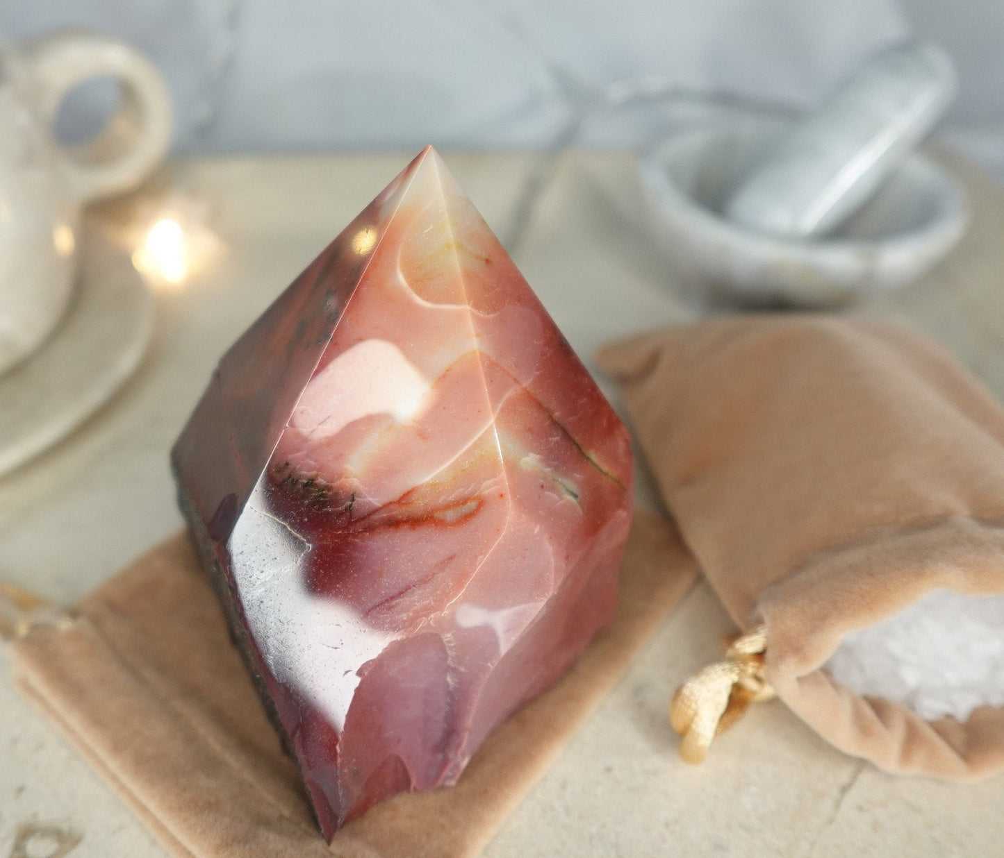 11.4 oz Mookaite Jasper Carved Anxiety Crystal Polished Raw Stone Meditation Panic Holiday Christmas Decor Home Garden Gift Xmas