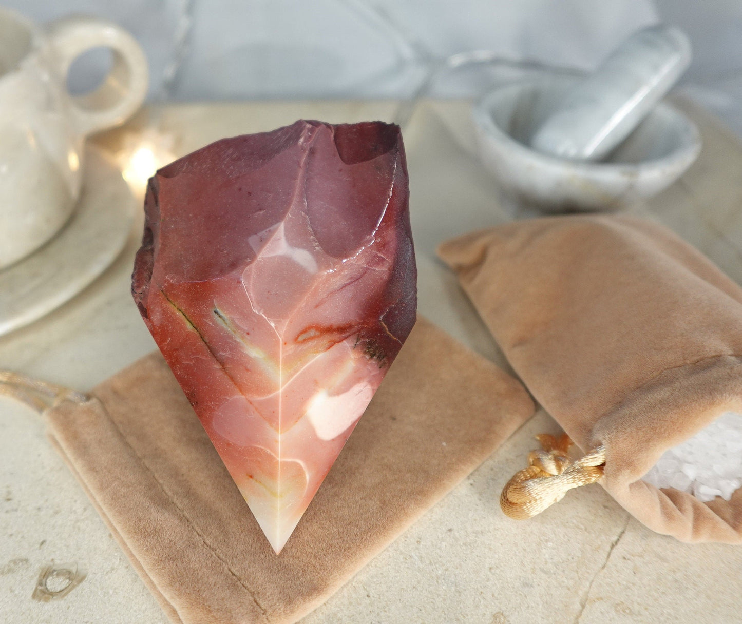 11.4 oz Mookaite Jasper Carved Anxiety Crystal Polished Raw Stone Meditation Panic Holiday Christmas Decor Home Garden Gift Xmas