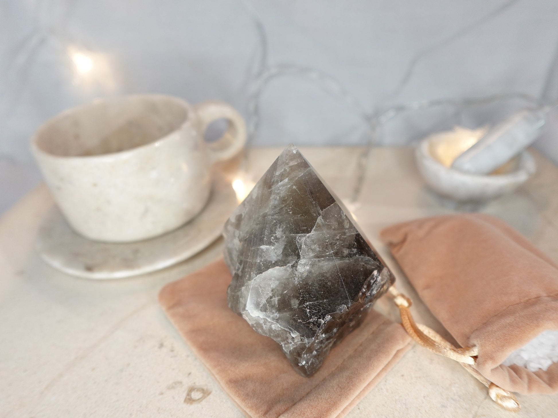 Scottish Smoky Quartz Carved Anxiety Crystal Polished Raw Stone Meditation Panic Holiday Gift Christmas Xmas Collection