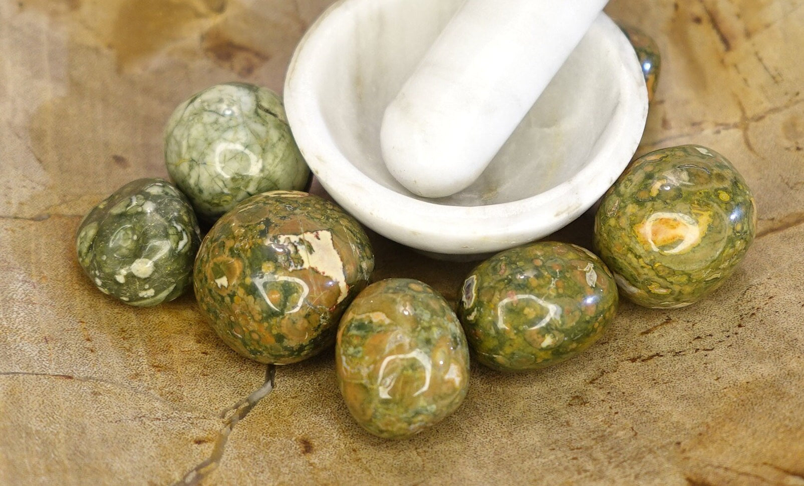 Rainforest Jasper Tumble Smooth anxiety polished rock tumbled pocket crystal Christmas Xmas Home Decor Gift