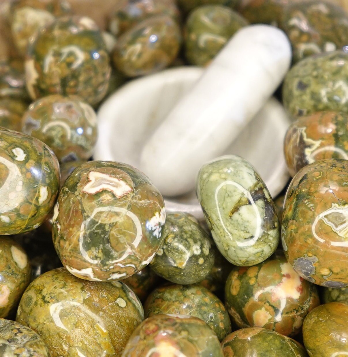 Rainforest Jasper Tumble Smooth anxiety polished rock tumbled pocket crystal Christmas Xmas Home Decor Gift