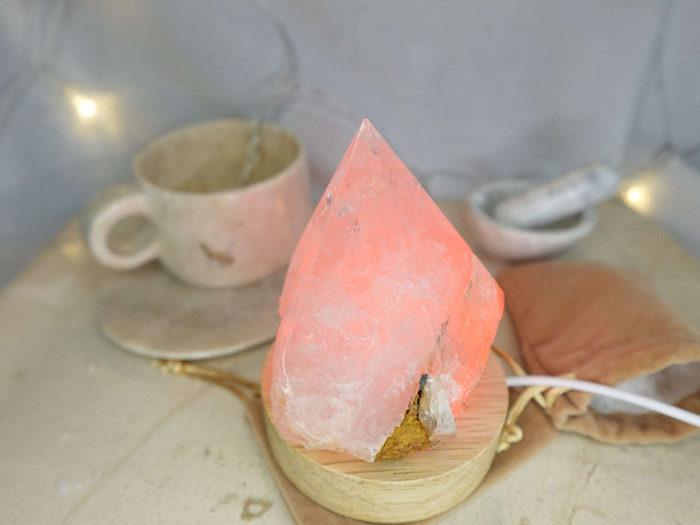 Clear Quartz Nightlight Polished Pyramid Tower Sleeping Stone Anxiety Worry Relief Gift Xmas Stress Sleep LED Light Home Decor Christmas