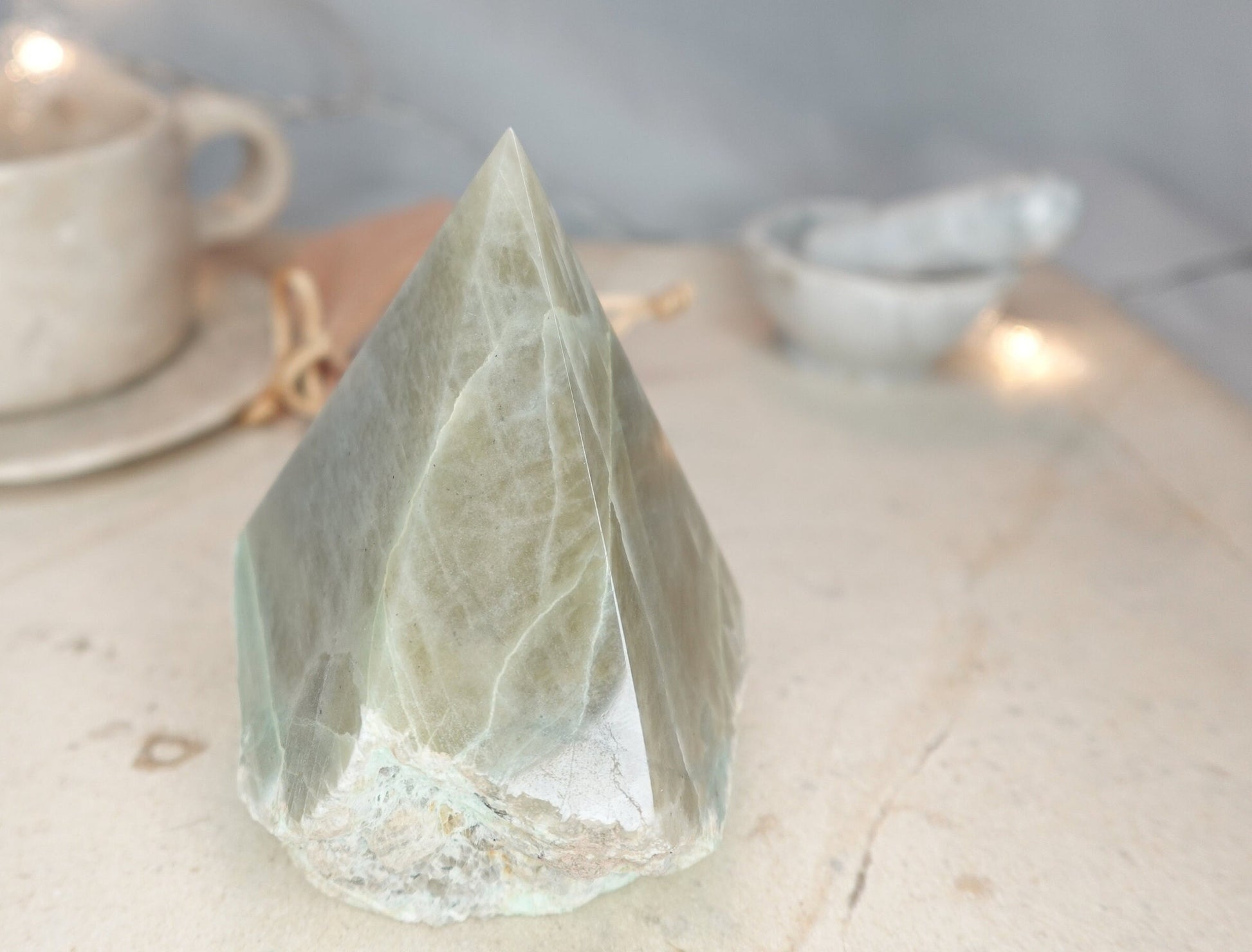 13.5 oz Green Moonstone Carved Anxiety Crystal Polished Raw Stone Meditation Anxiety Birthday Christmas Garden Decor