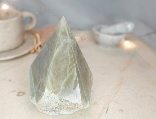 13.5 oz Green Moonstone Carved Anxiety Crystal Polished Raw Stone Meditation Anxiety Birthday Christmas Garden Decor