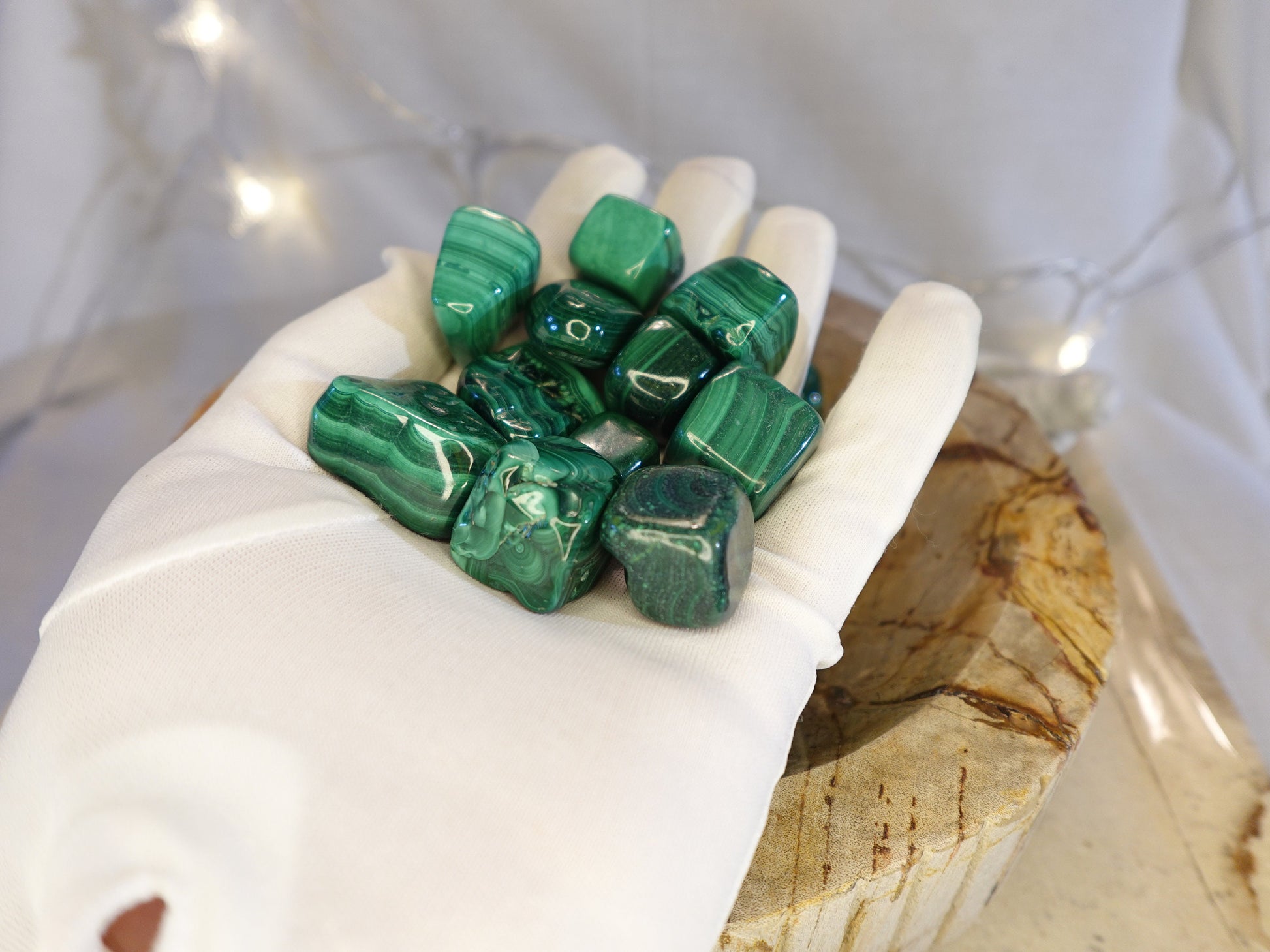Malachite Natural Palm Cube Stone Smooth Polished Carved Crystal for Distraction from Anxiety or Worry Home Decor Holiday Xmas