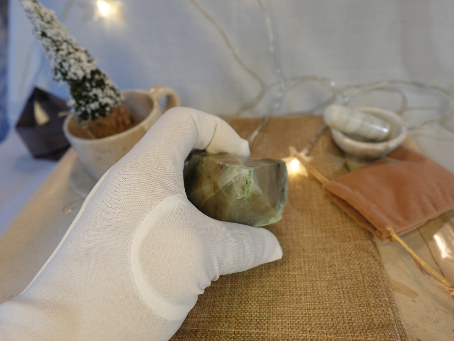 12.3 oz Green Moonstone Carved Anxiety Crystal Polished Raw Stone Meditation Panic Home Decor Garden Christmas Xmas Gift