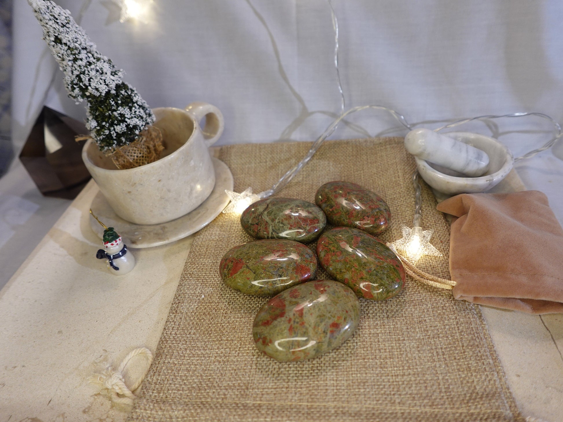 North Carolinian Unakite Stone Smooth Polished Crystal for Distraction Christmas Xmas Gift Home Meditation Birthday Anxiety Worry Birthday
