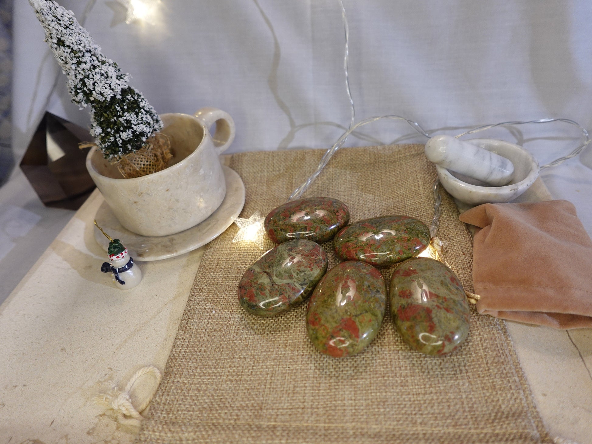 North Carolinian Unakite Stone Smooth Polished Crystal for Distraction Christmas Xmas Gift Home Meditation Birthday Anxiety Worry Birthday