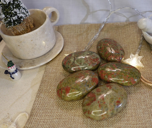 North Carolinian Unakite Stone Smooth Polished Crystal for Distraction Christmas Xmas Gift Home Meditation Birthday Anxiety Worry Birthday
