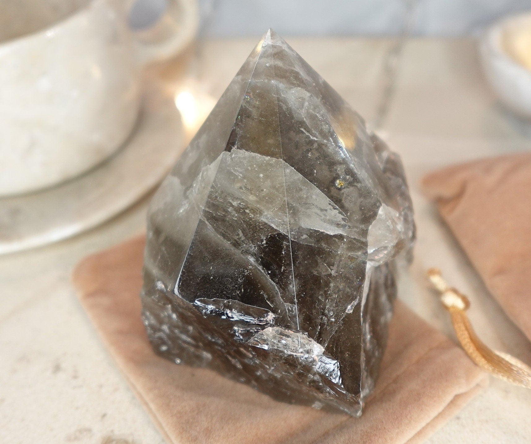 Scottish Smoky Quartz Carved Anxiety Crystal Polished Raw Stone Meditation Panic Holiday Gift Christmas Xmas Collection