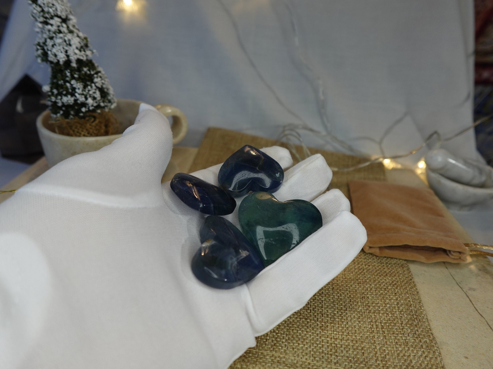 Fluorite Heart Carved Stone Crystal Anxiety Worry Fidget Pocket Relief Gift Mom Dad Birthday Home Decor Holiday Christmas Xmas Sweetheart