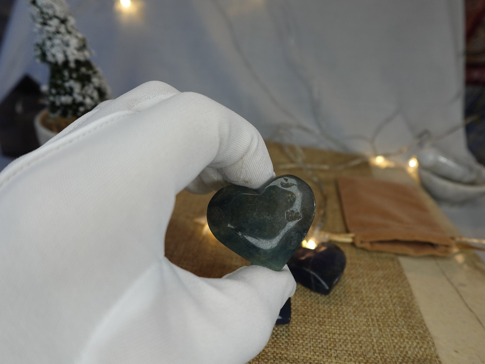 Fluorite Heart Carved Stone Crystal Anxiety Worry Fidget Pocket Relief Gift Mom Dad Birthday Home Decor Holiday Christmas Xmas Sweetheart
