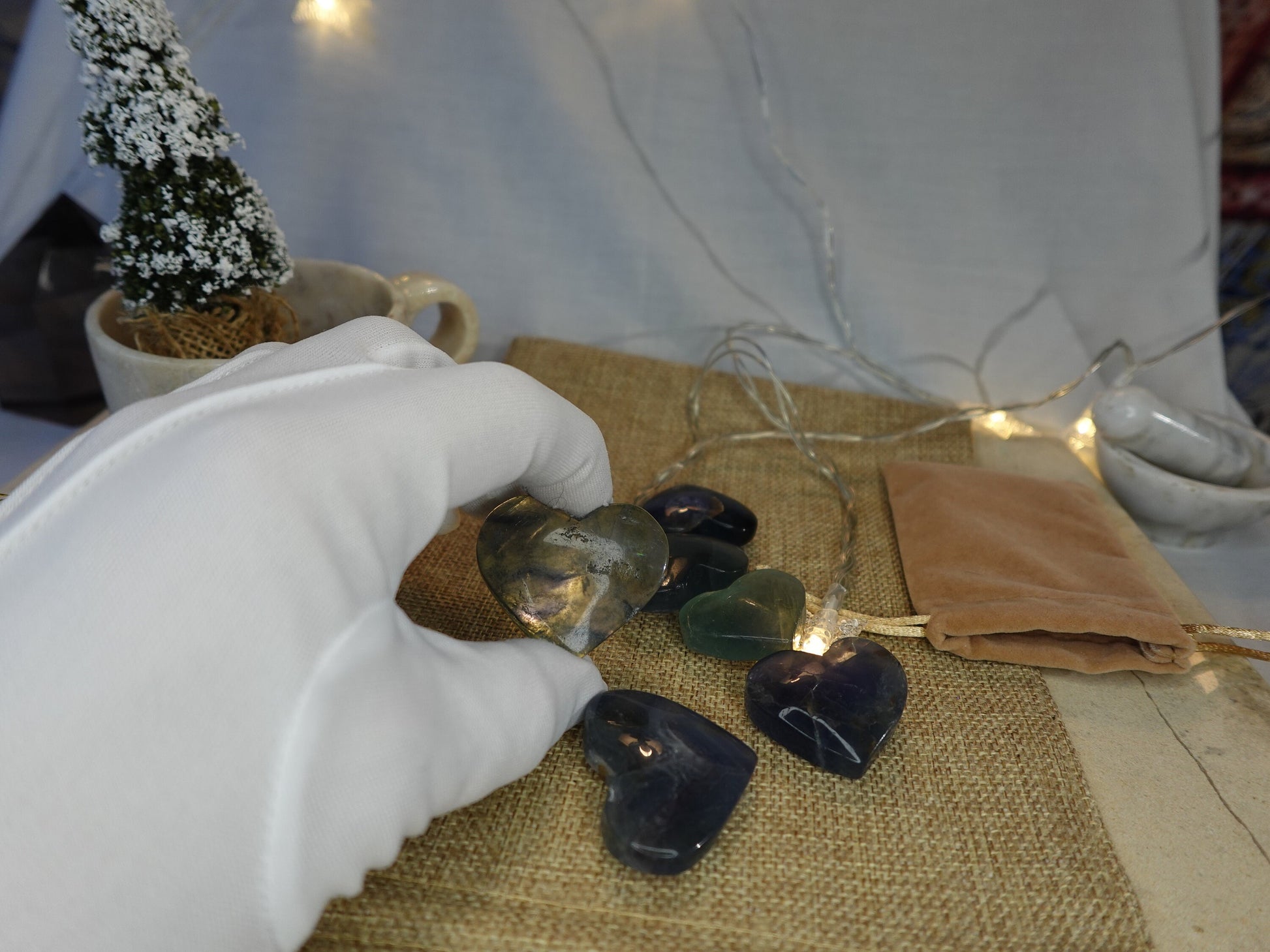 Fluorite Heart Carved Stone Crystal Anxiety Worry Fidget Pocket Relief Gift Mom Dad Birthday Home Decor Holiday Christmas Xmas Sweetheart
