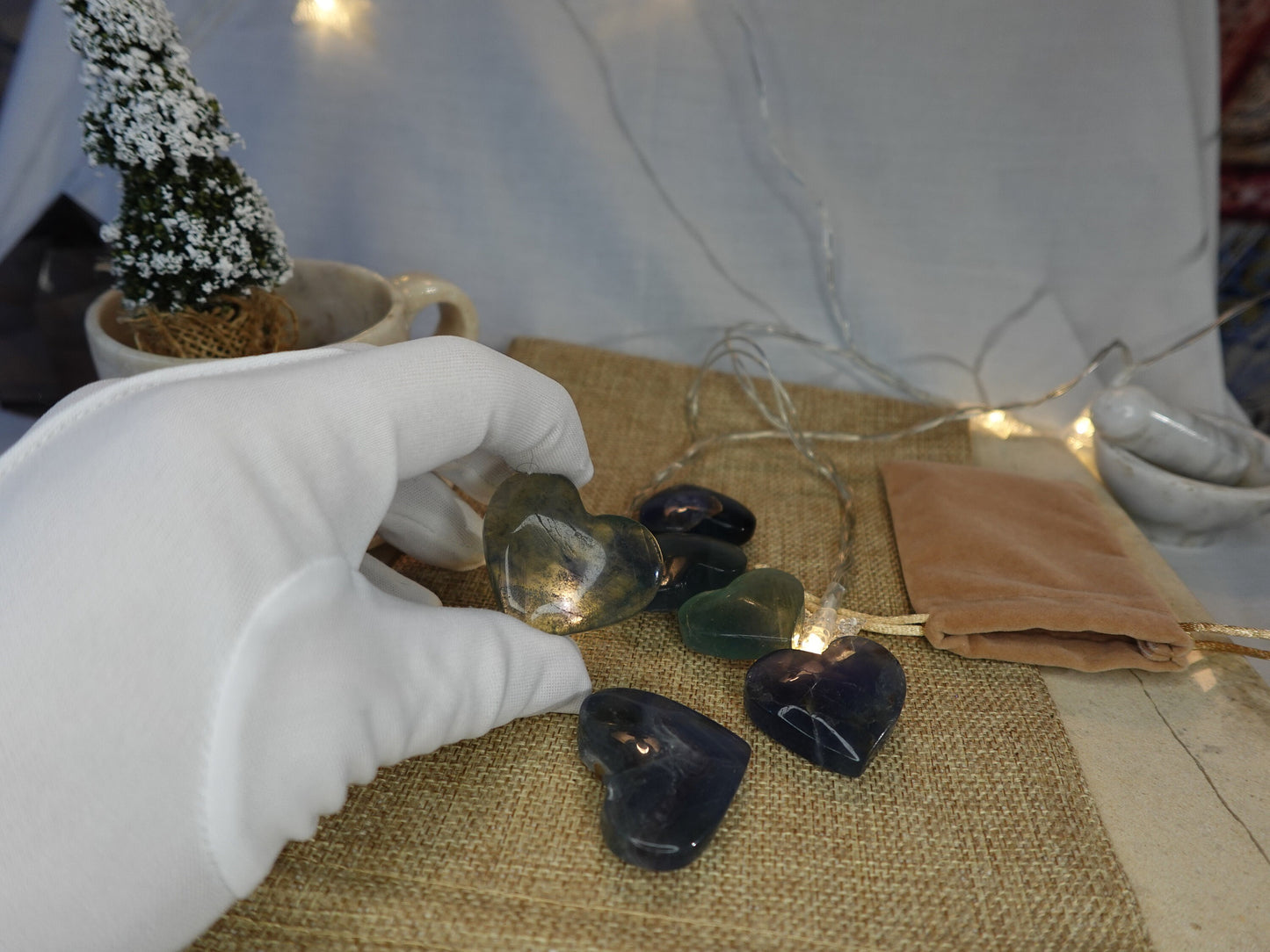 Fluorite Heart Carved Stone Crystal Anxiety Worry Fidget Pocket Relief Gift Mom Dad Birthday Home Decor Holiday Christmas Xmas Sweetheart