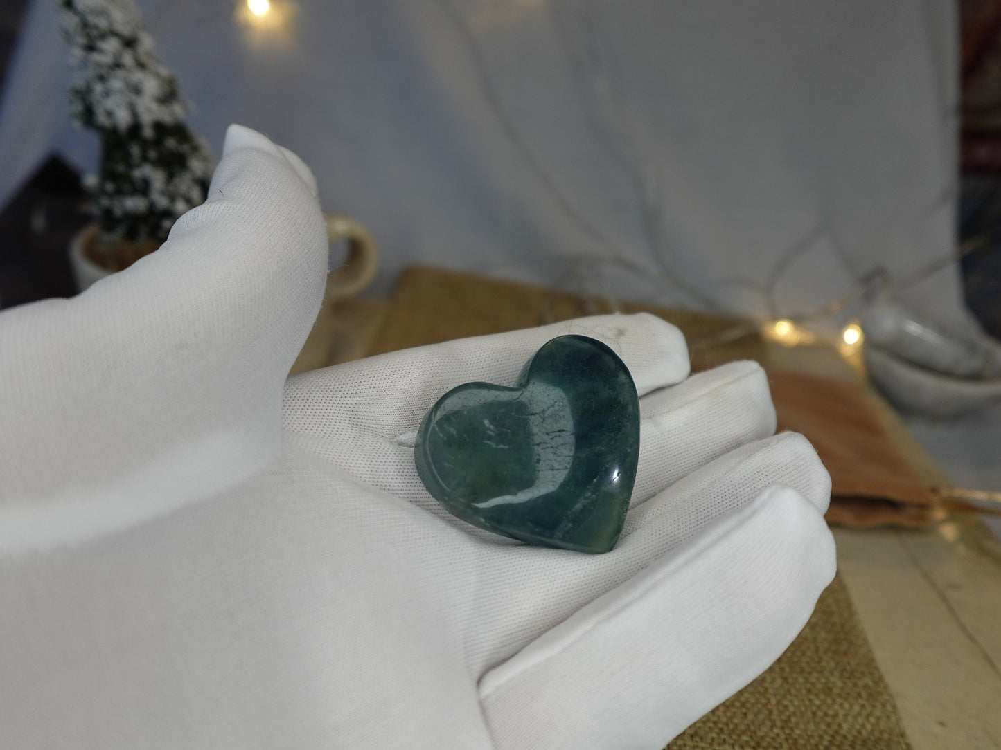 Fluorite Heart Carved Stone Crystal Anxiety Worry Fidget Pocket Relief Gift Mom Dad Birthday Home Decor Holiday Christmas Xmas Sweetheart