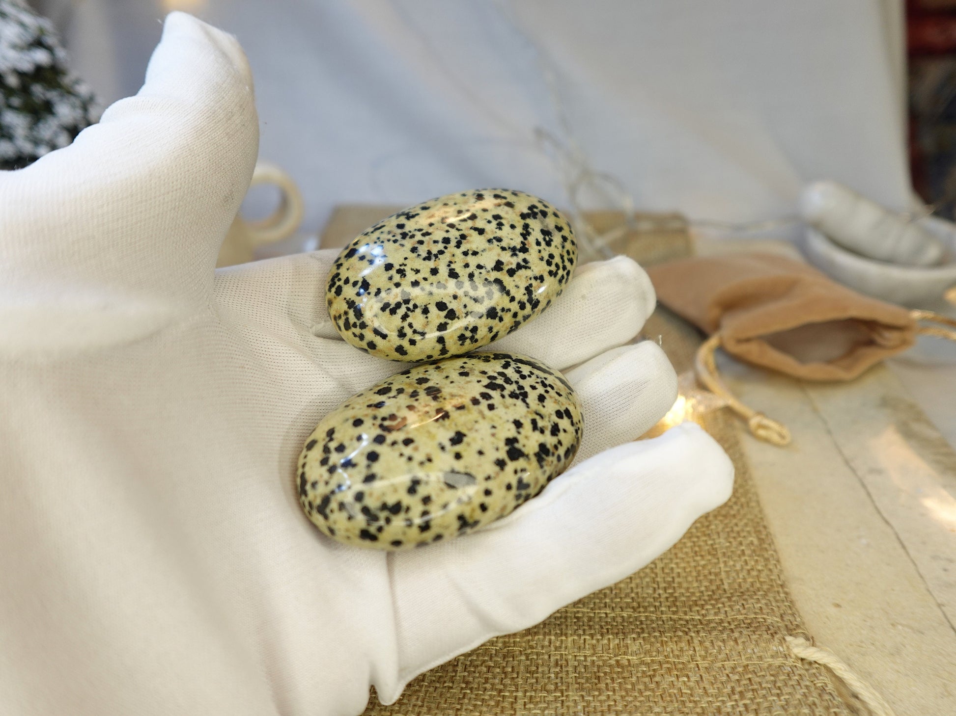 Dalmation Jasper Palm Stone Smooth Panic Thumb Stone Natural Crystal Thumb stone Christmas Birthday Gift Xmas Anxiety