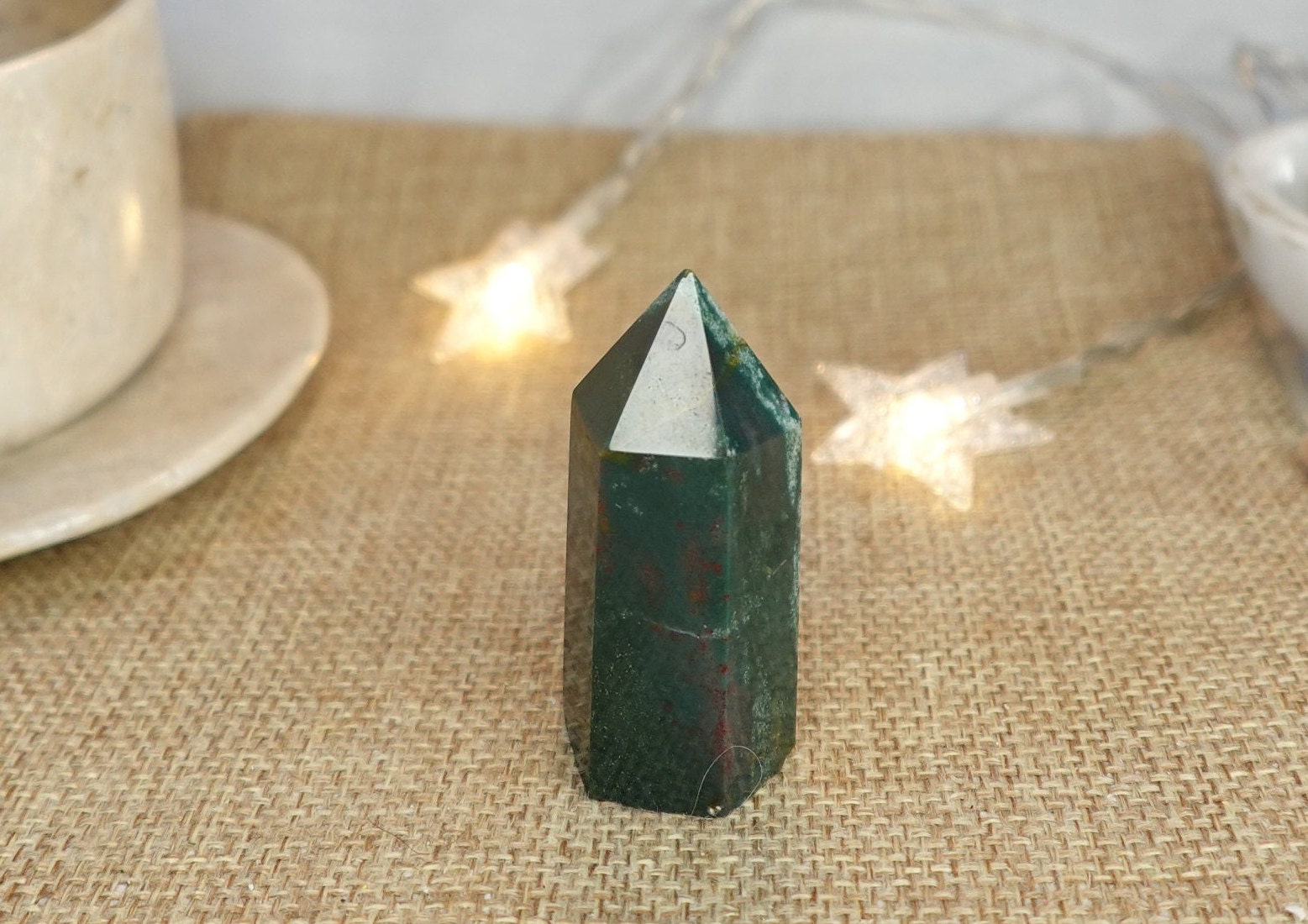 Sea Jasper Natural Carved Tower Polished Crystal Faced Wand Anxiety and Stress Relief Distraction from Worry Christmas Xmas Home Decor Tarot
