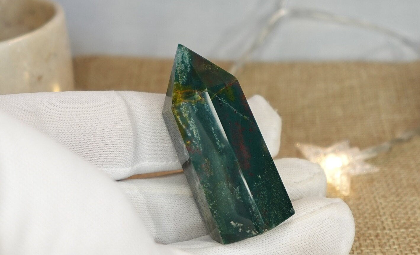 Sea Jasper Natural Carved Tower Polished Crystal Faced Wand Anxiety and Stress Relief Distraction from Worry Christmas Xmas Home Decor Tarot