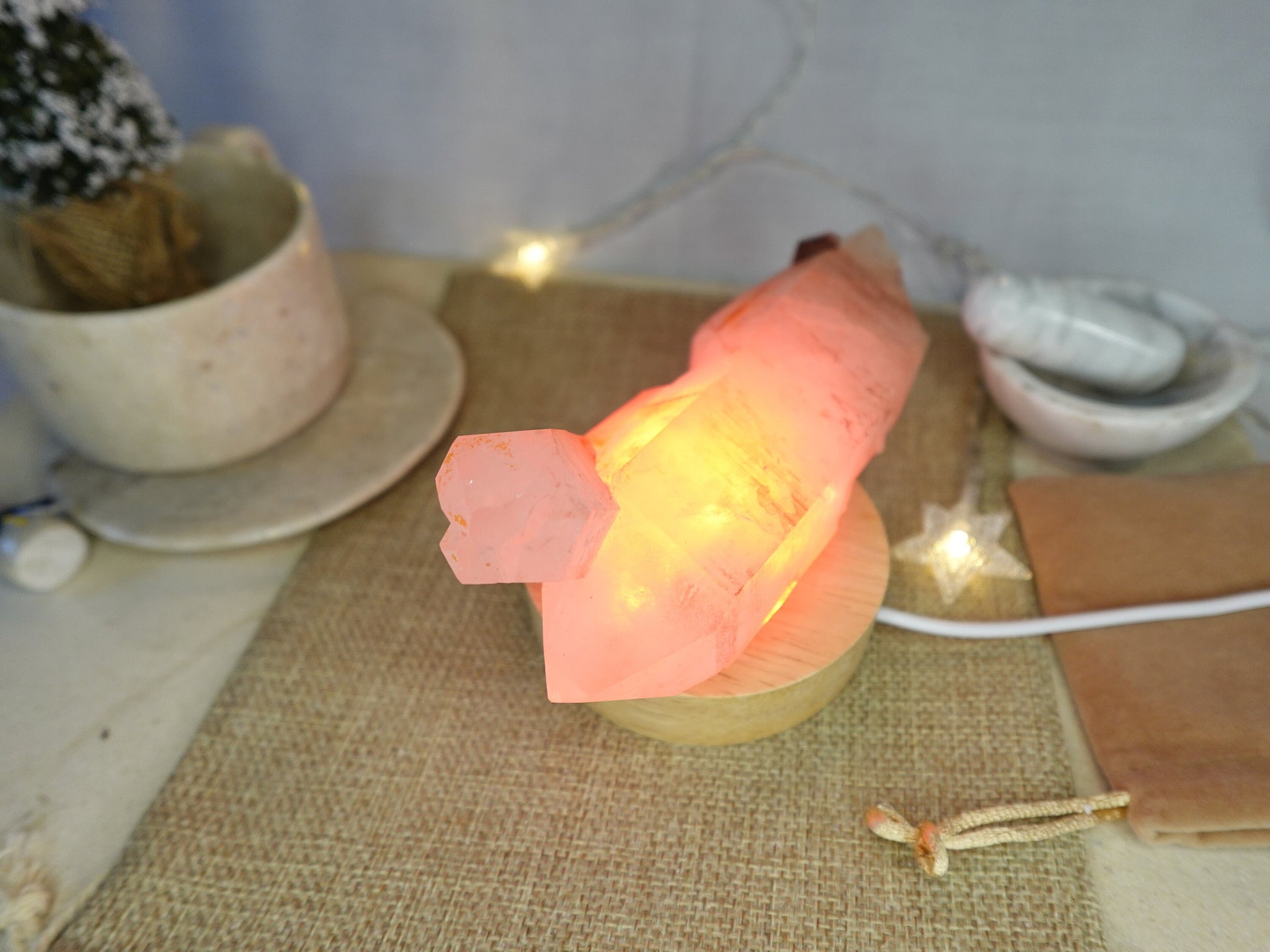 Clear Quartz Cluster Nightlight Polished Tower Sleeping Stone Anxiety Worry Relief Gift Xmas Stress Relief Calm Sleep Christmas Home Decor