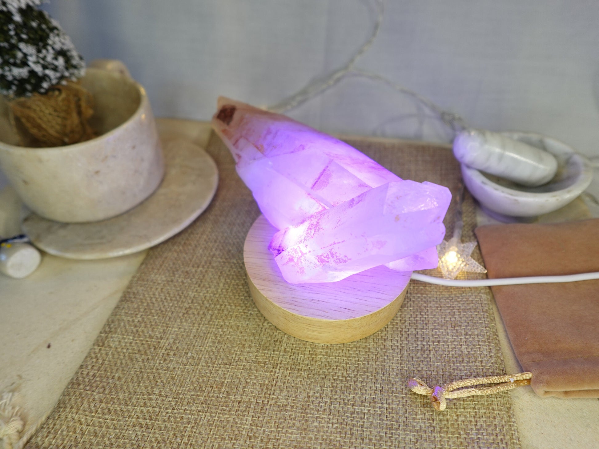 Clear Quartz Cluster Nightlight Polished Tower Sleeping Stone Anxiety Worry Relief Gift Xmas Stress Relief Calm Sleep Christmas Home Decor