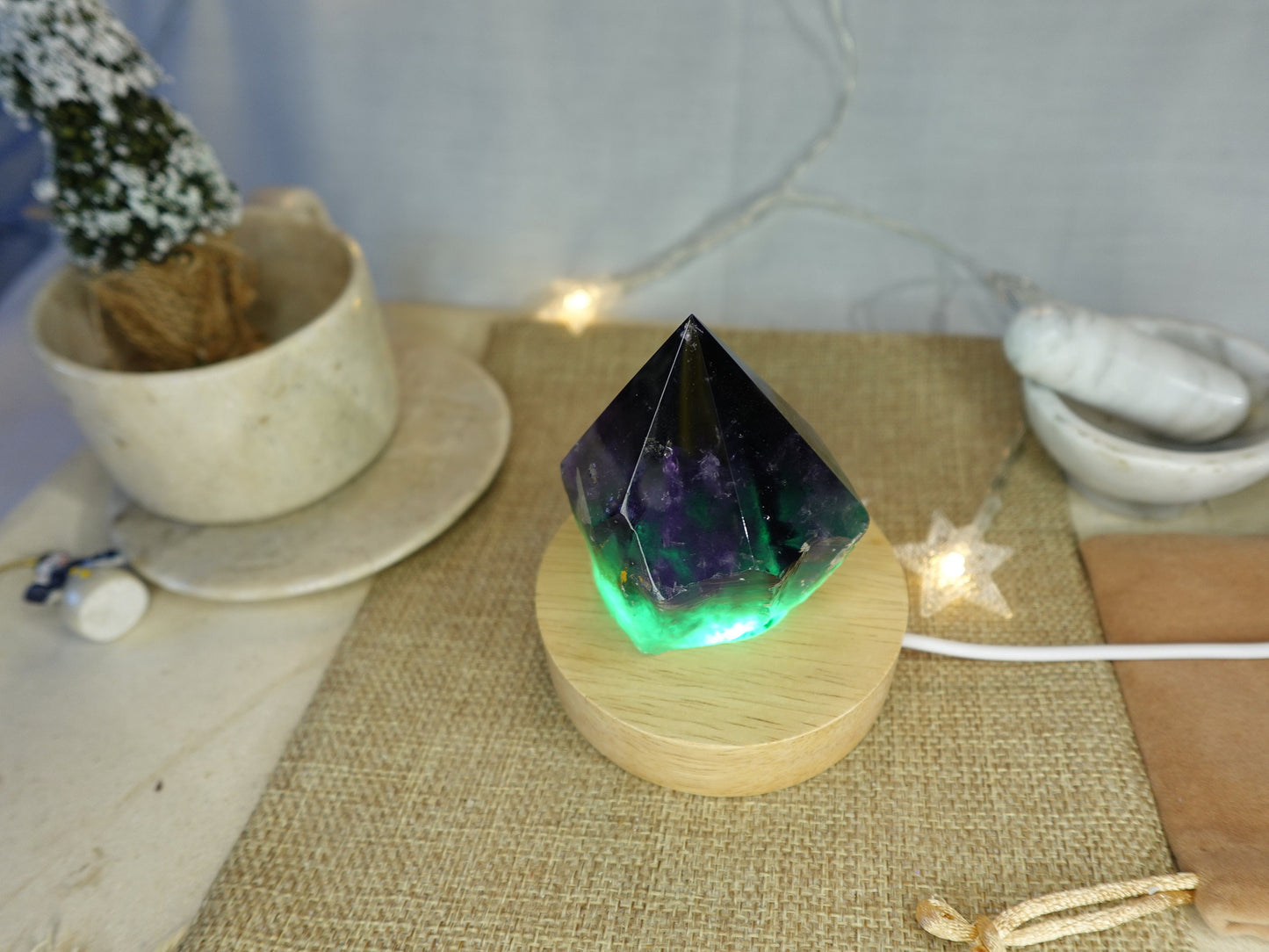 Amethyst Nightlight Crystal Polished Pyramid Sleeping Stones Anxiety Worry Home Decor Christmas Birthday Xmas Gift