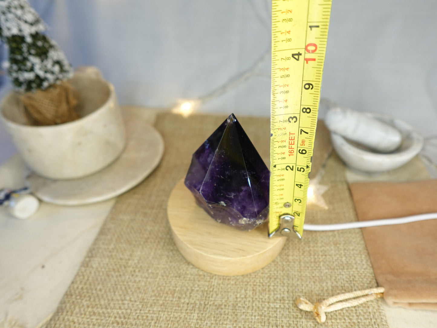 Amethyst Nightlight Crystal Polished Pyramid Sleeping Stones Anxiety Worry Home Decor Christmas Birthday Xmas Gift