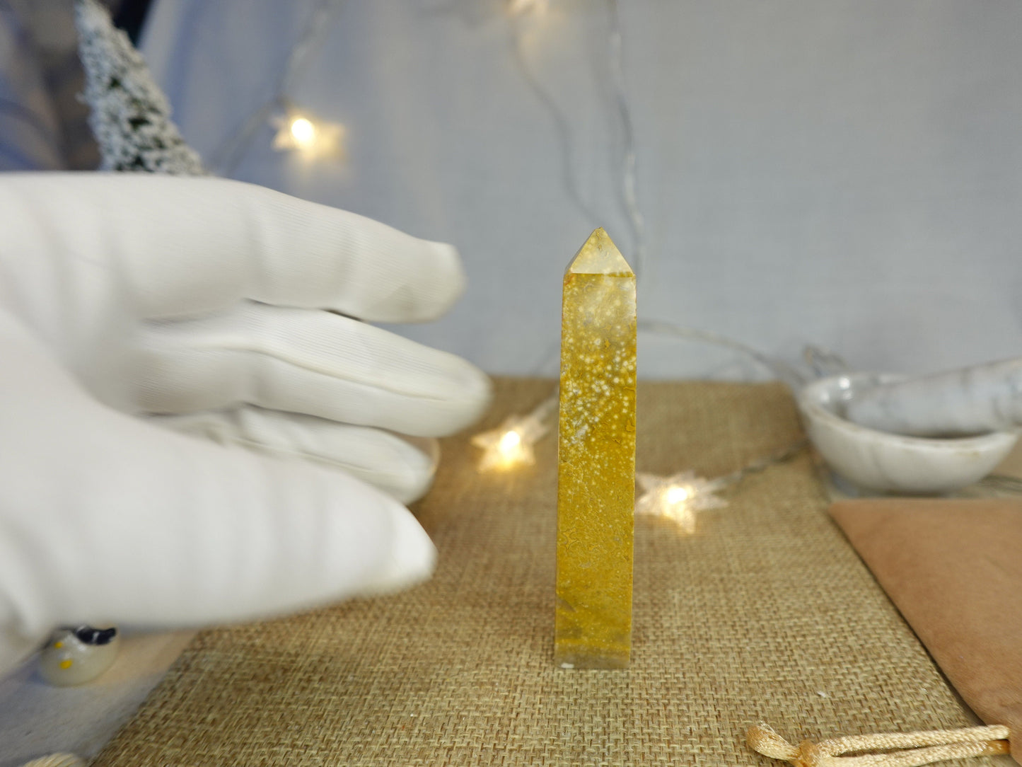 Sea Jasper Carved Natural Carved Point Smooth Polished Wand for Distraction from Anxiety or Worry Home Decor Holiday Xmas Tarot