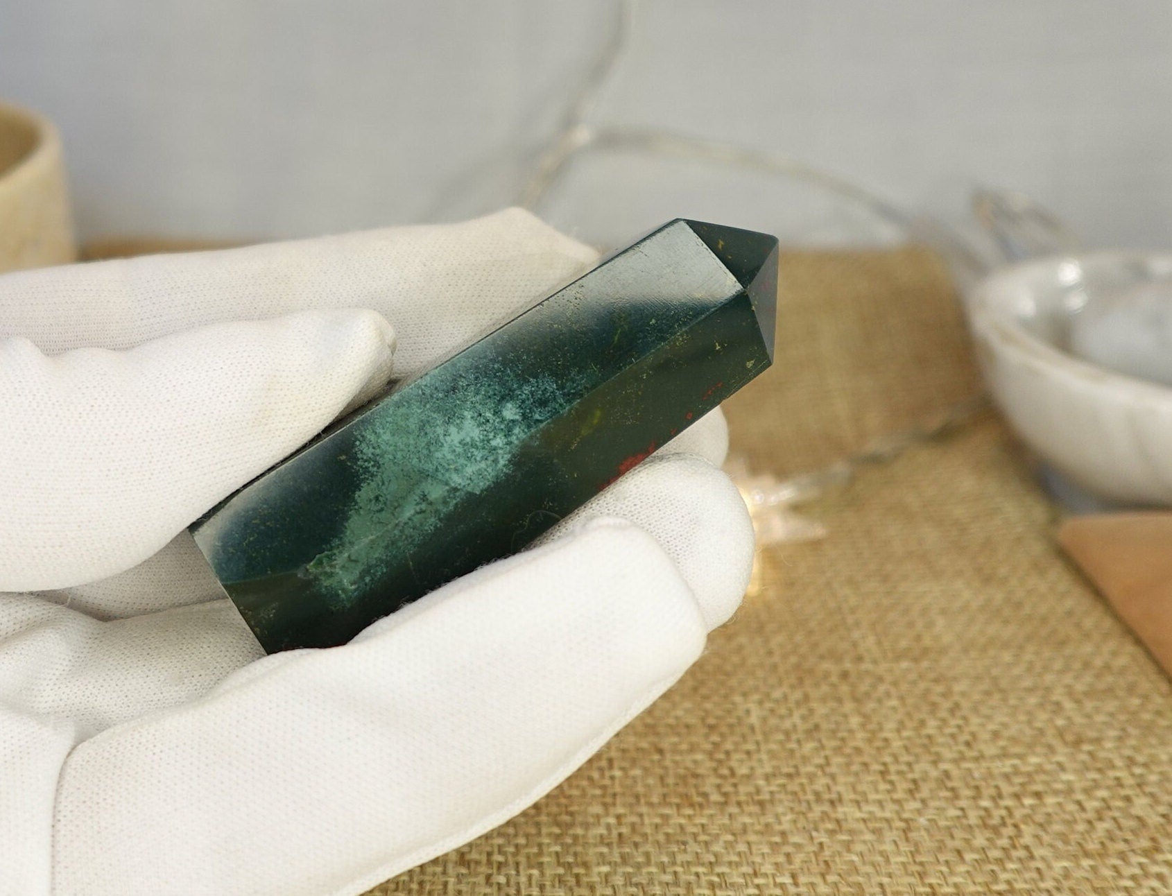 Sea Jasper Natural Carved Tower Smooth Polished Carved Crystal for Distraction from Anxiety or Worry Home Decor Holiday Xmas Tarot