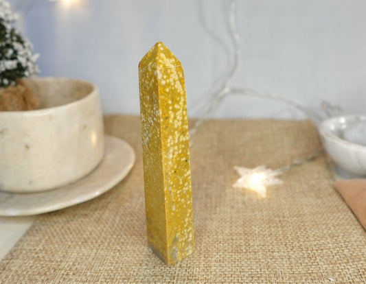 Sea Jasper Carved Natural Carved Point Smooth Polished Wand for Distraction from Anxiety or Worry Home Decor Holiday Xmas Tarot