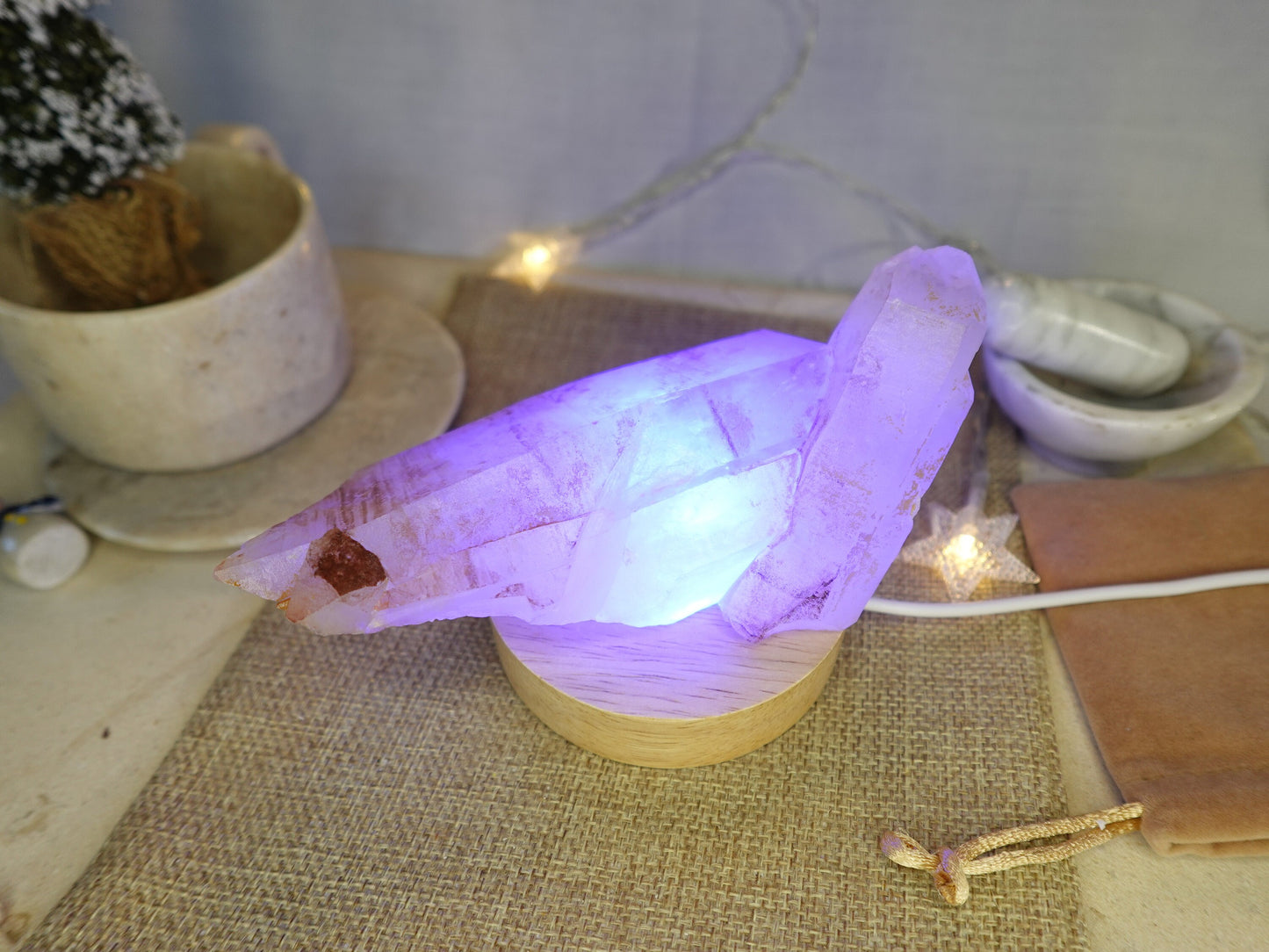 Clear Quartz Cluster Nightlight Polished Tower Sleeping Stone Anxiety Worry Relief Gift Xmas Stress Relief Calm Sleep Christmas Home Decor