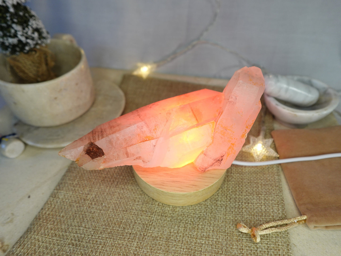 Clear Quartz Cluster Nightlight Polished Tower Sleeping Stone Anxiety Worry Relief Gift Xmas Stress Relief Calm Sleep Christmas Home Decor