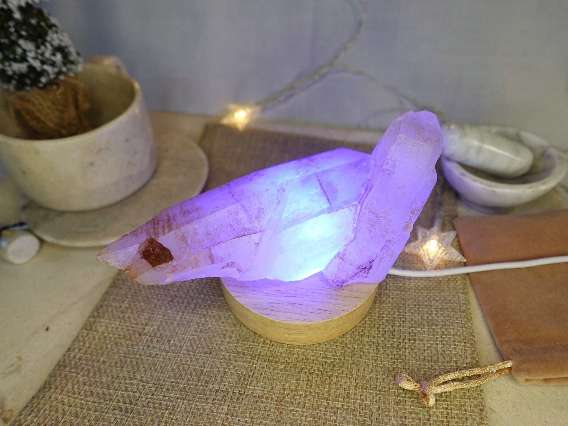 Clear Quartz Cluster Nightlight Polished Tower Sleeping Stone Anxiety Worry Relief Gift Xmas Stress Relief Calm Sleep Christmas Home Decor
