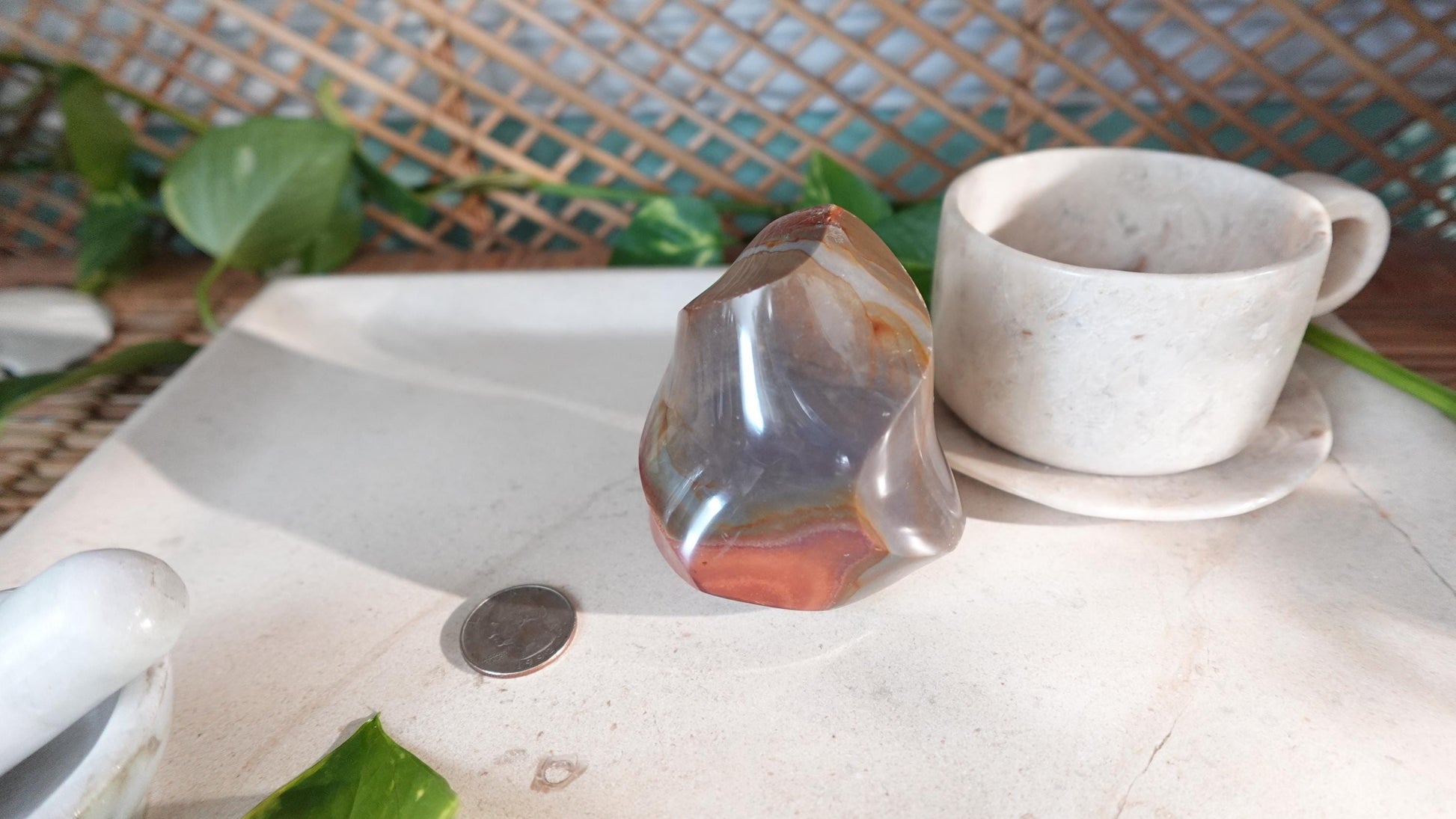 13.5oz Polychrome Jasper Polished Carved Flame Natural Crystal Home Decor Anxiety Stress Relief Christmas Xmas Decor Paperweight Desk