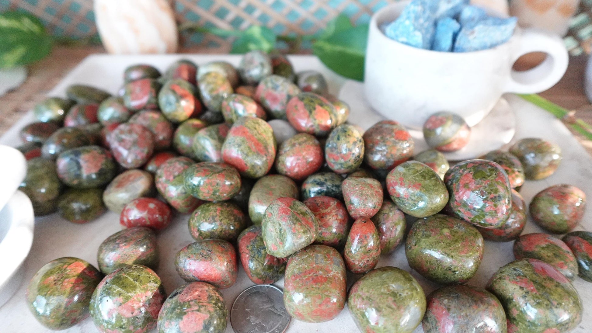 Unakite Tumble Smooth anxiety polished rock tumbled pocket crystal worry palm stone Christmas Home Decor Holiday Birthday Gift