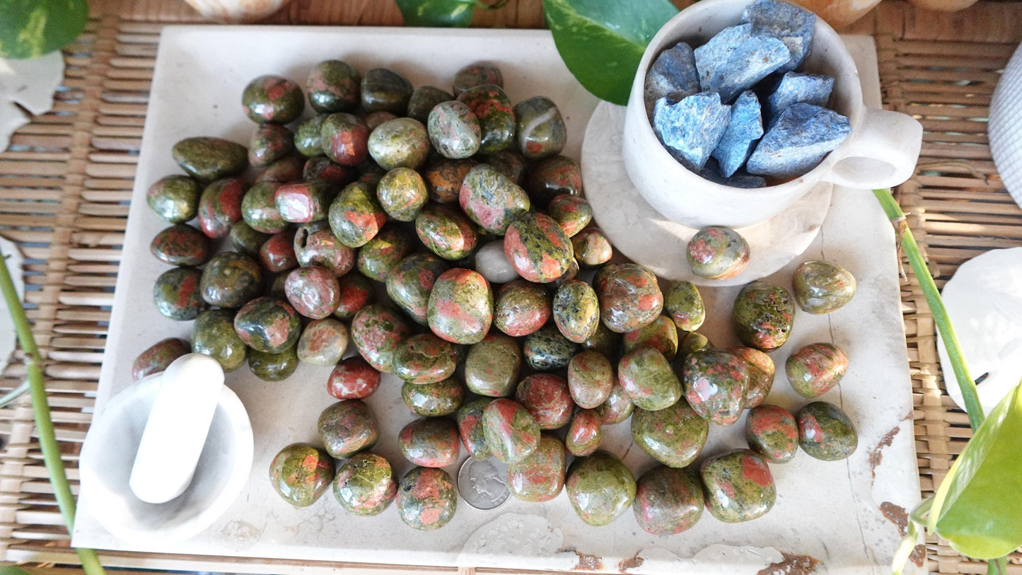 Unakite Tumble Smooth anxiety polished rock tumbled pocket crystal worry palm stone Christmas Home Decor Holiday Birthday Gift
