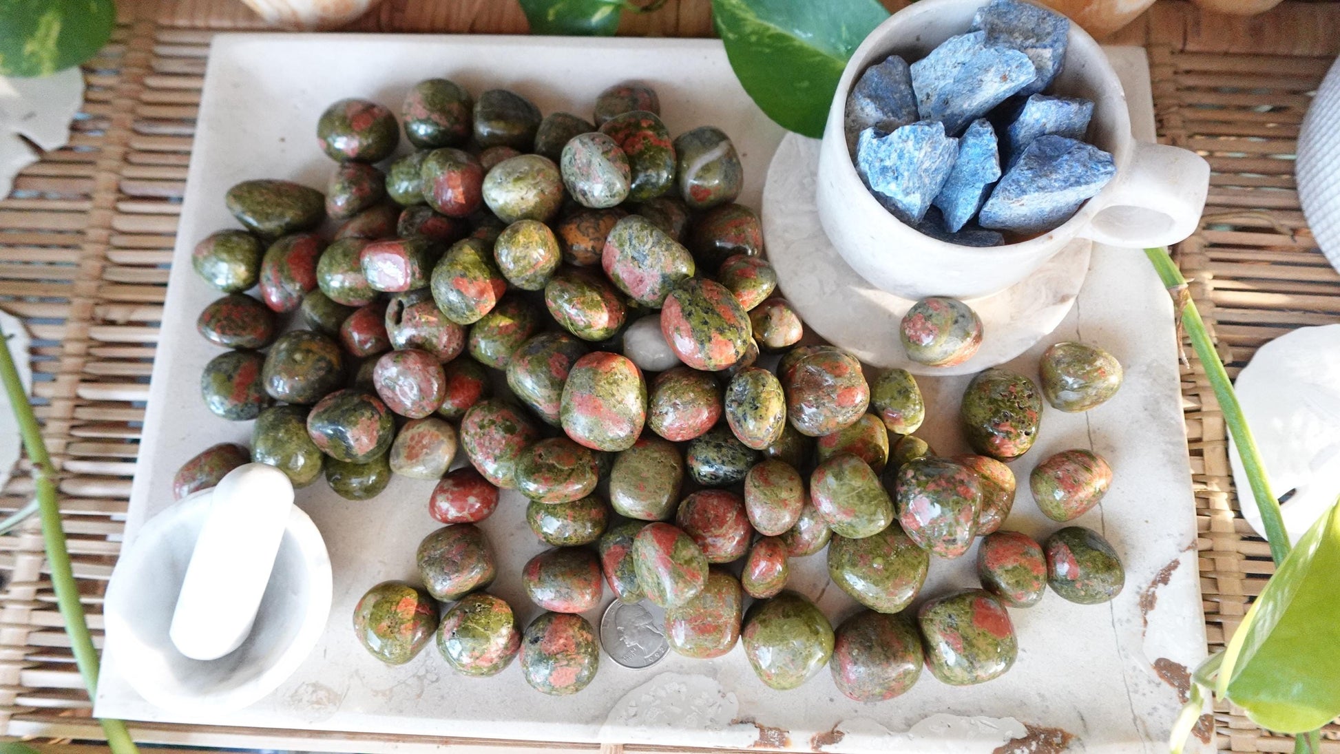 Unakite Tumble Smooth anxiety polished rock tumbled pocket crystal worry palm stone Christmas Home Decor Holiday Birthday Gift