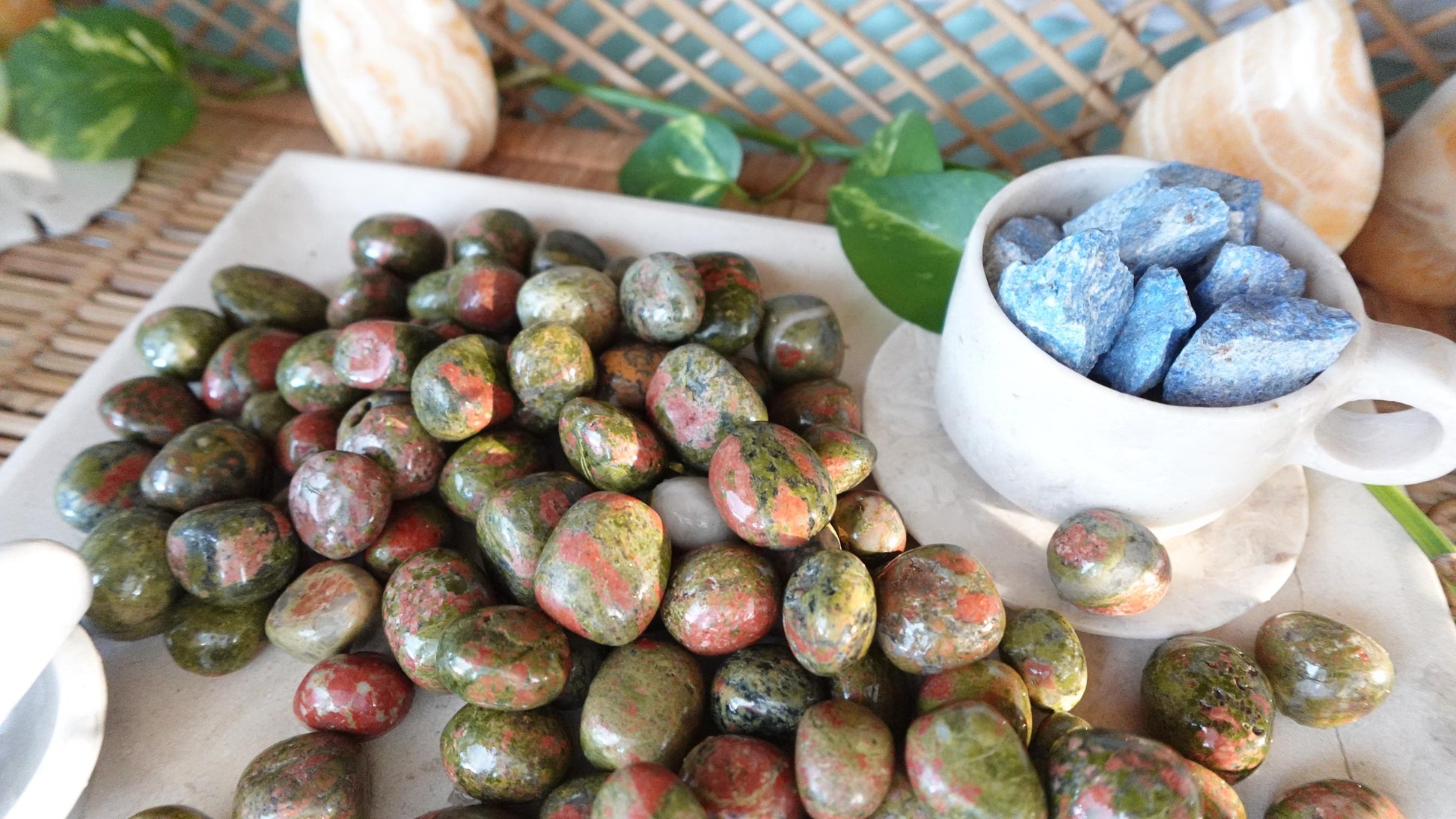 Unakite Tumble Smooth anxiety polished rock tumbled pocket crystal worry palm stone Christmas Home Decor Holiday Birthday Gift