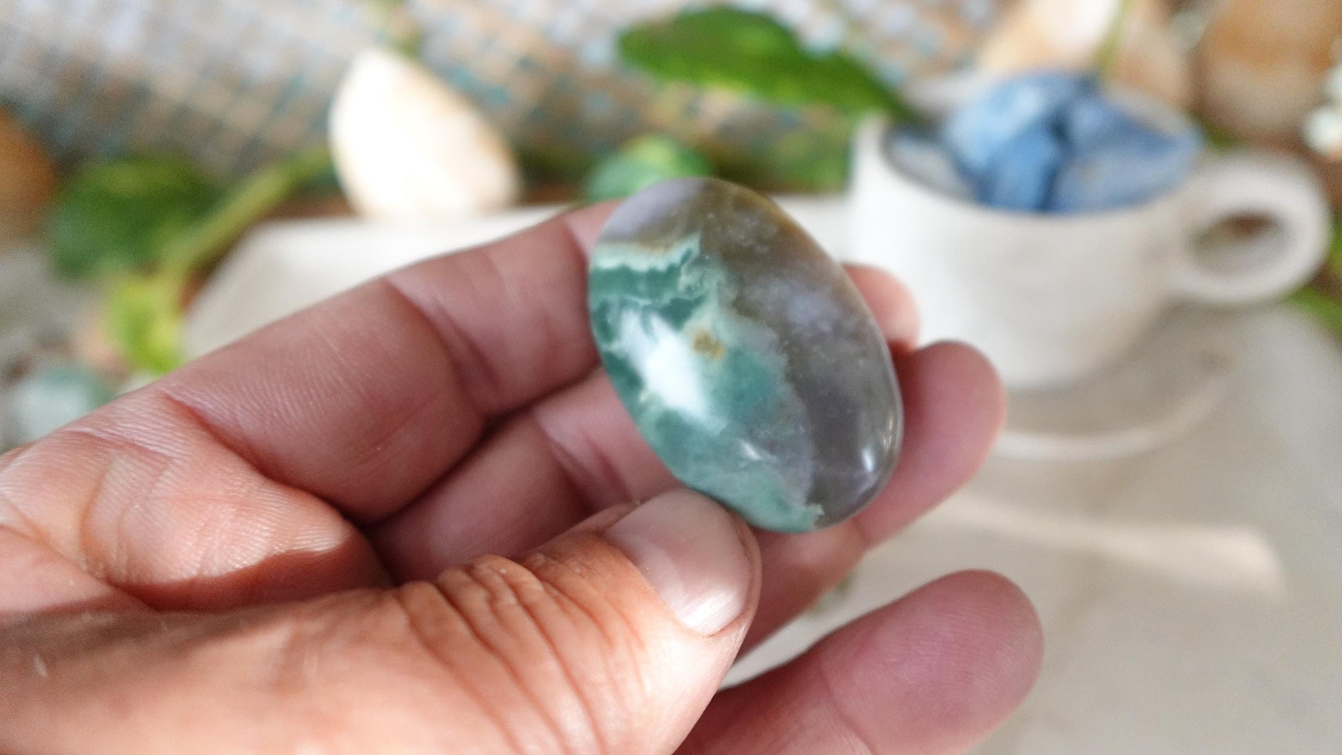 Sea Jasper Pocket Anxiety Crystal Medium Polished Palm Stone Meditation Panic Holiday Palm Stones Christmas Home Holiday Decor Gift