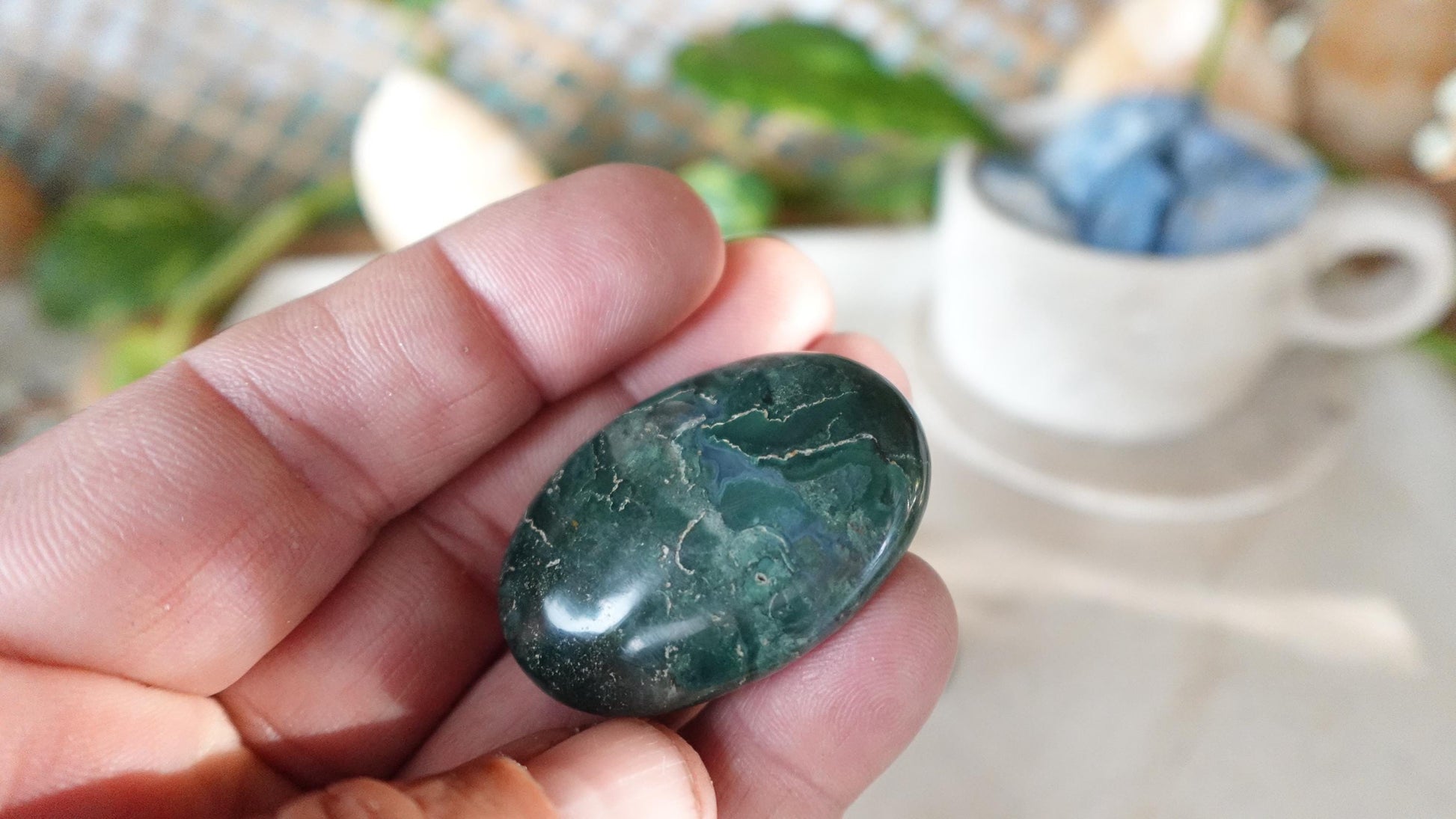 Sea Jasper Pocket Anxiety Crystal Medium Polished Palm Stone Meditation Panic Holiday Palm Stones Christmas Home Holiday Decor Gift