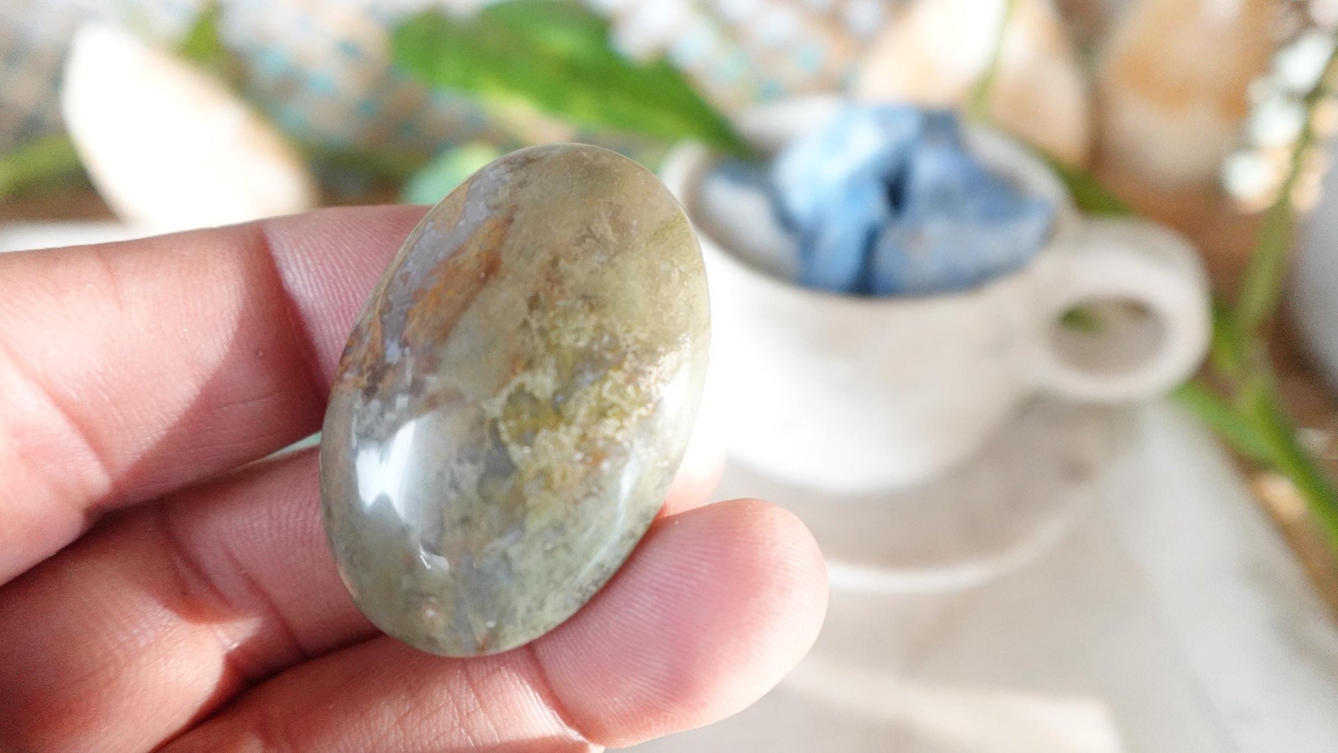 Sea Jasper Pocket Anxiety Crystal Medium Polished Palm Stone Meditation Panic Holiday Palm Stones Christmas Home Holiday Decor Gift