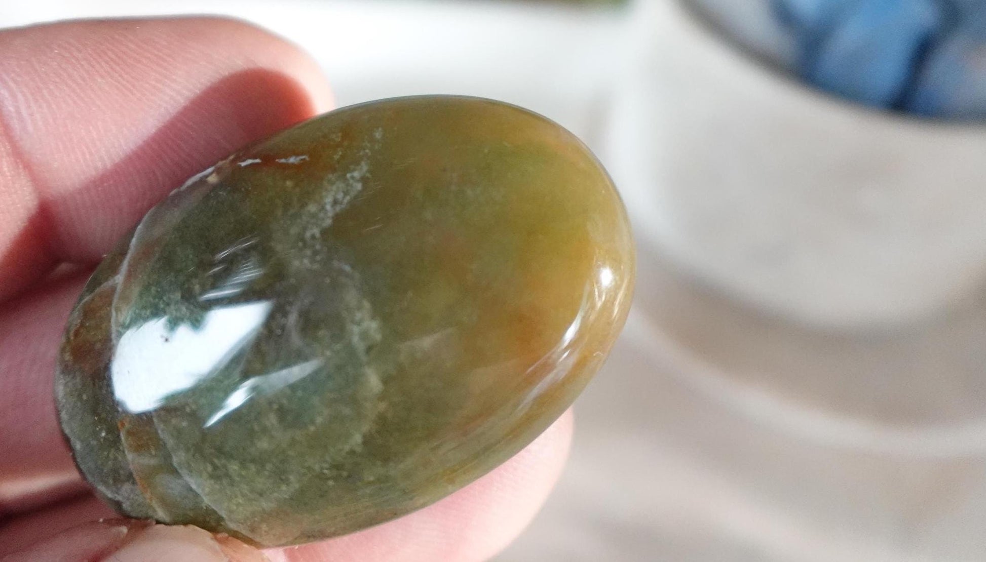 Sea Jasper Pocket Anxiety Crystal Medium Polished Palm Stone Meditation Panic Holiday Palm Stones Christmas Home Holiday Decor Gift