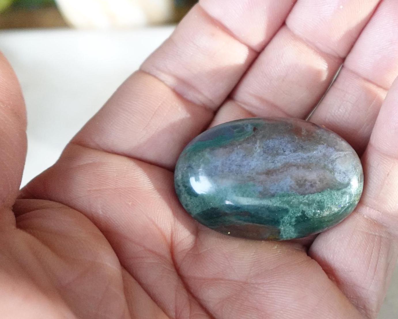 Sea Jasper Pocket Anxiety Crystal Medium Polished Palm Stone Meditation Panic Holiday Palm Stones Christmas Home Holiday Decor Gift