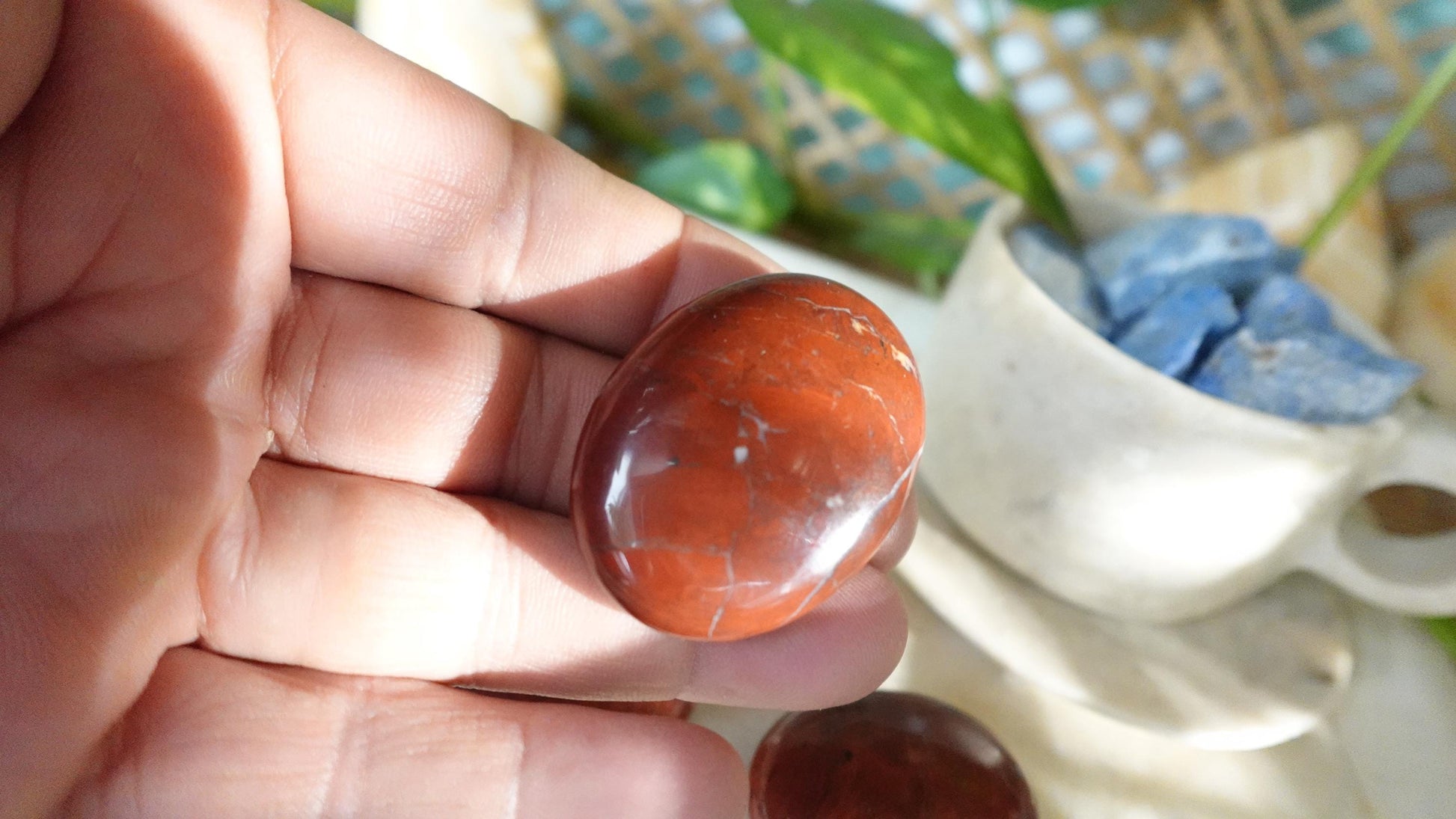 Chicken Blood Jade Medium Palm Stone Home Decor Christmas Birthday Gift Anxiety Stress Relief Crystal Mineral Collection Worry Gemstone